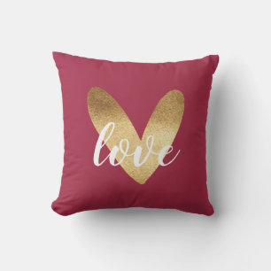 Red Gold Ombre Hearts Cushion