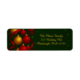 Red & Gold Ornament return address Return Address Label