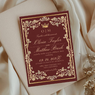 Red & Gold Ornate Elegant Wedding Invitation