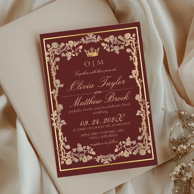 Red & Gold Ornate Elegant Wedding  Invitation (Creator Uploaded)