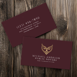 Red Gold Owl Minimal Notary Loan Signing Agent Business Card