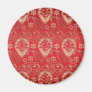 Red Gold Paisley Bandanna Pattern Magnet