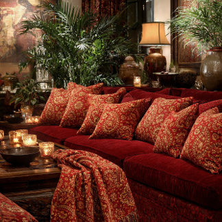 Red & Gold Paisley Designer Pillows - Room Design