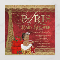 Red Gold Paris Ethnic Girl Baby Shower