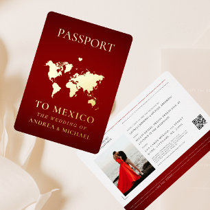 Red Gold Passport Travel Destination Wedding Real