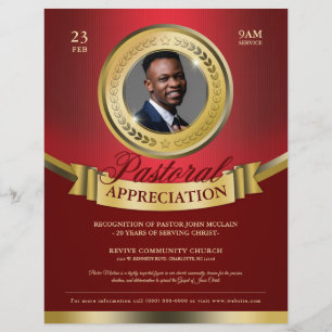 Red & Gold Pastoral Appreciation Recognition Flyer