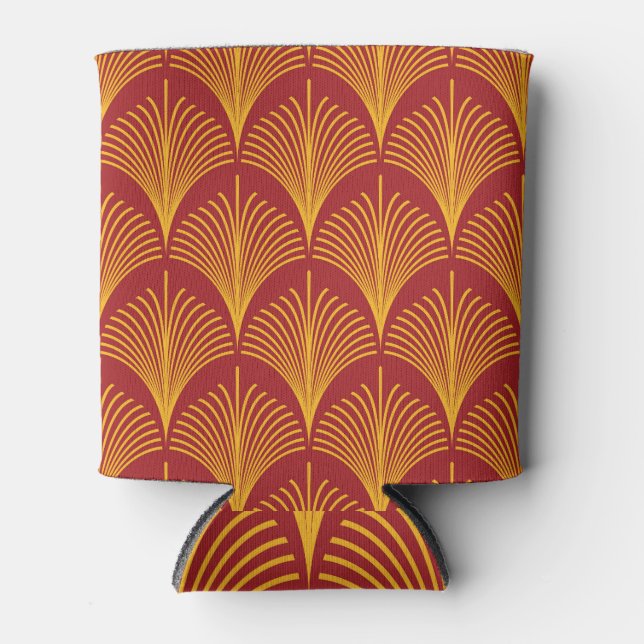 Red Gold Peacock: Art Deco. Can Cooler (Front)