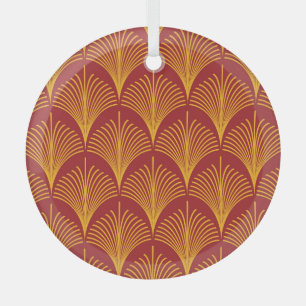 Red Gold Peacock: Art Deco. Glass Tree Decoration