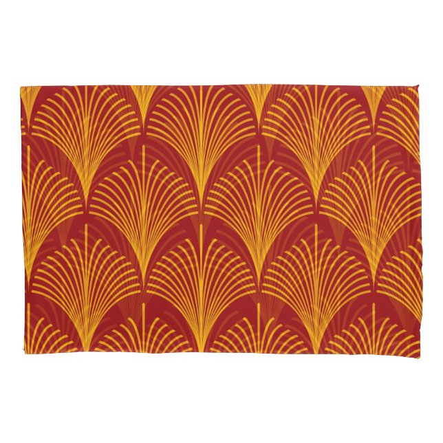 Red Gold Peacock: Art Deco. Pillowcase (Front)