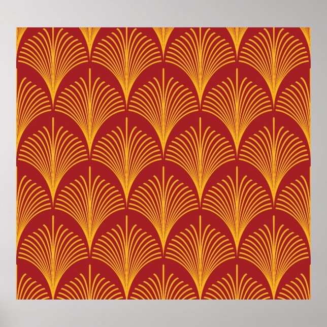 Red Gold Peacock: Art Deco. Poster (Front)