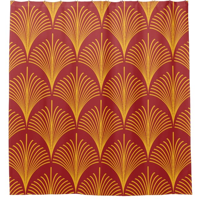Red Gold Peacock: Art Deco. Shower Curtain (Front)