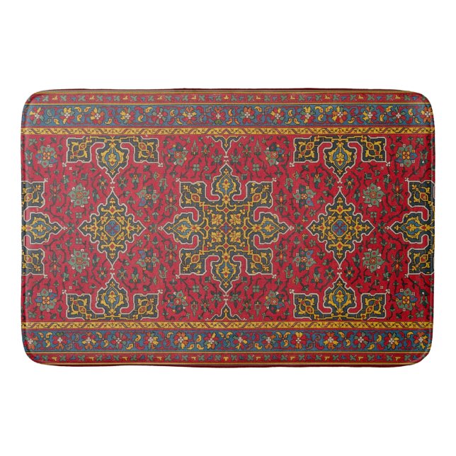 Red & Gold Persian Rug Bath Mat (Front)