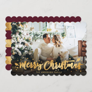 Red Gold Photo Merry Christmas Card