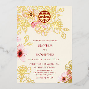Red Gold  Pink Cherry Blossom Chinese Wedding