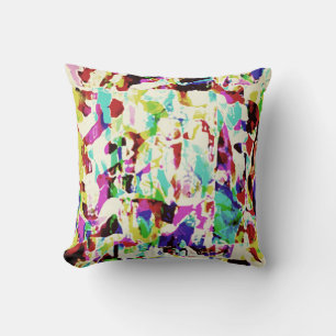 Red Gold Pink Teal Paint Splashes Medley Design Cushion