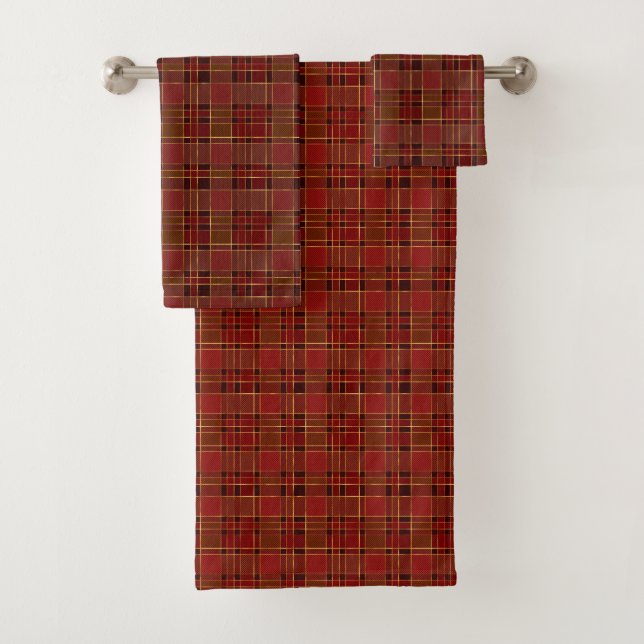 Red Gold Plaid           Bath Towel Set (Insitu)