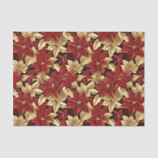 Red Gold Poinsettias Vintage Christmas Tissue Paper