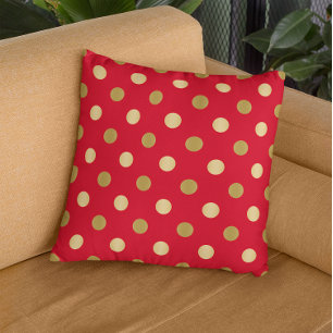 Red & Gold Polka Dots Seamless Pattern Cushion