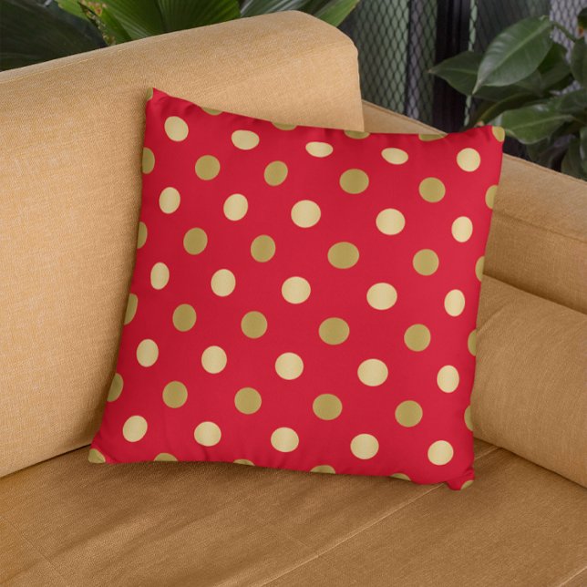 Red & Gold Polka Dots Seamless Pattern Cushion (Creator Uploaded)