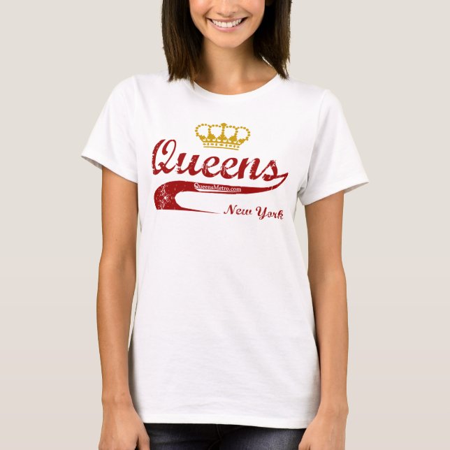 Red & Gold - Queens, New York City NYC T-Shirt (Front)