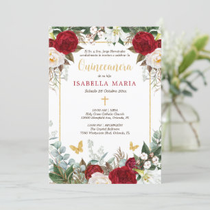 Red & Gold Quinceanera Invitation in Spanish