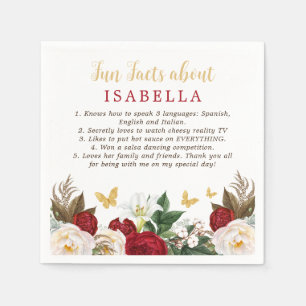 Red Gold Quinceañera Party Fun Facts Napkins