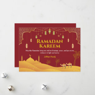 Red & Gold Ramadan Mubarak Greeting Card 