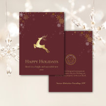 Red & Gold Reindeer Happy Holiday Business Logo