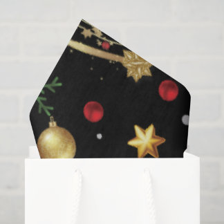 Red  Gold Reindeer Merry Christmas Tree Tissue Paper