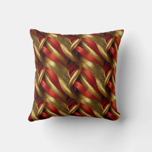 Red Gold Ribbons 2 Cushion