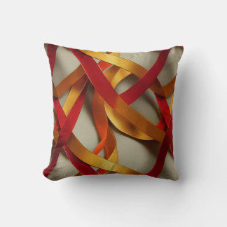 Red Gold Ribbons Cushion