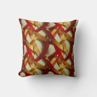 Red Gold Ribbons Cushion