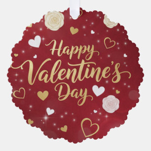 Red & Gold Romance for your valentine Tree Decoration Card