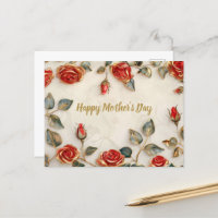 Red Gold Roses Vintage Mother's Day