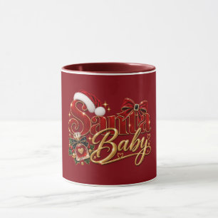 Red Gold Santa Baby Christmas Bow Mug