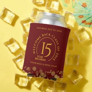 Red & Gold School College Class Reunion Can Cooler
