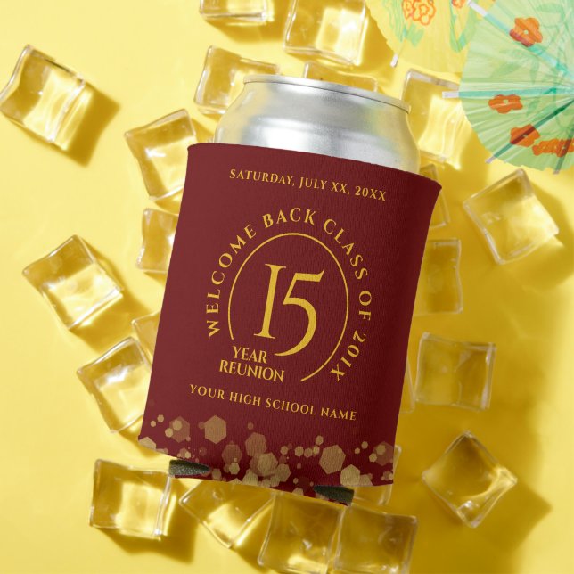 Red & Gold School College Class Reunion Can Cooler (In Situ Summer)