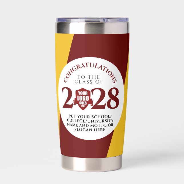 Red Gold School College University Graduation Insulated Tumbler (Front)