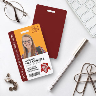 Red Gold School College University Student ID ID Badge