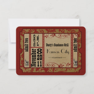 Red & Gold Showbill Wedding Response Cards