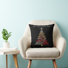 Red, Gold, Silver Christmas Tree Cushion