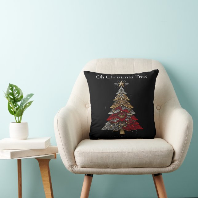 Red, Gold, Silver Christmas Tree  Cushion (Chair)