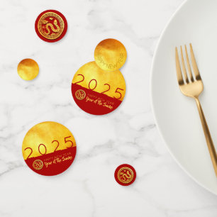 Red Gold Snake papercut 2025 Golden Party Confetti