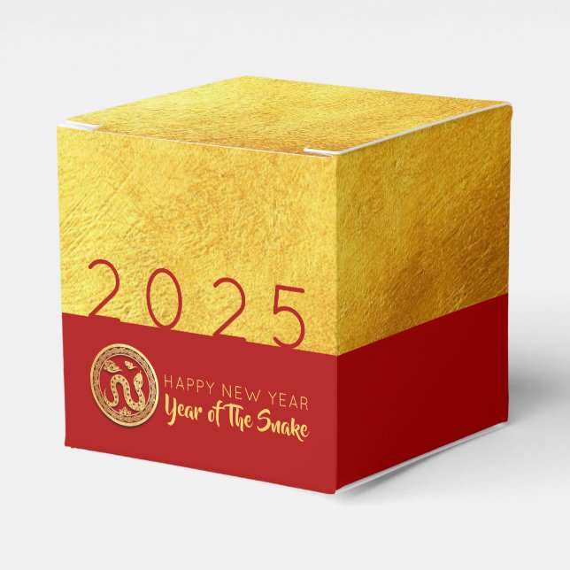 Red Gold Snake papercut 2025 Party Favour Box (Front Side)