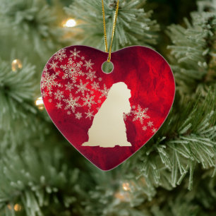 Red Gold Snowflake American Cocker Spaniel Ceramic Ornament