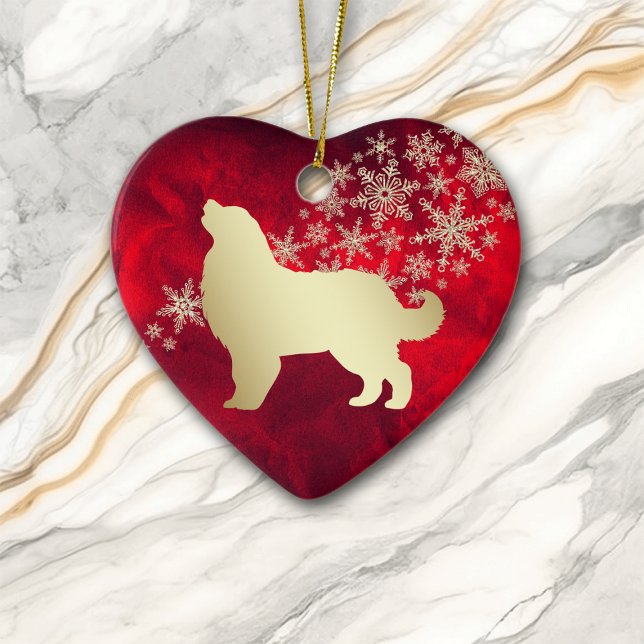 Red Gold Snowflake Bernese Mountain Dog Ceramic Ornament (Creator Uploaded)