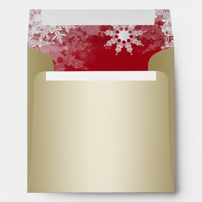 Red Gold Snowflake Christmas Envelope (Back (Bottom))