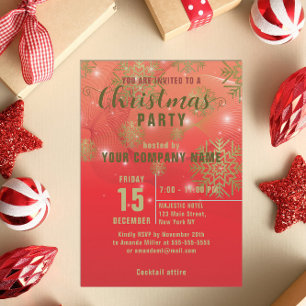 Red Gold Snowflake Corporate Christmas Party