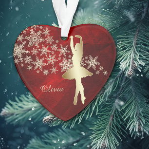 Red Gold Snowflake Dancer Ornament