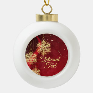 Red & Gold Snowflake Filigree Custom Christmas Ceramic Ball Christmas Ornament
